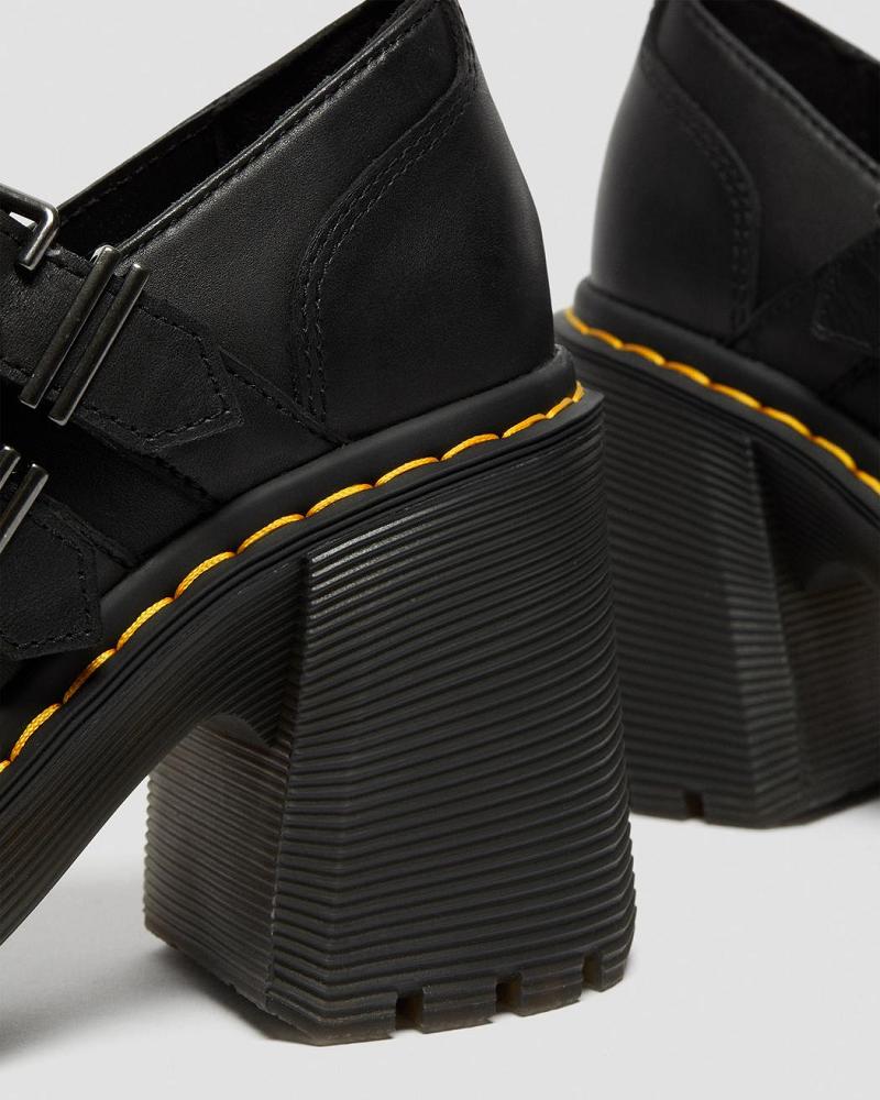 Dr Martens Eviee Sendal Lær Hælene Fritidssko Dame Svarte | Norge 668XYU